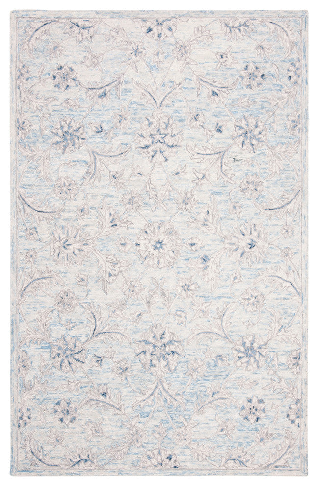Safavieh Micro-Loop Collection MLP506 Rug, Light Blue/Ivory, 4' X 6'