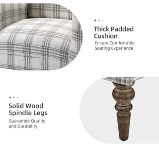 Upholstered Armchair With Checkerboard Pattern, Gray