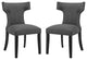 Gray Curve Dining Side Chair Fabric Set of 2