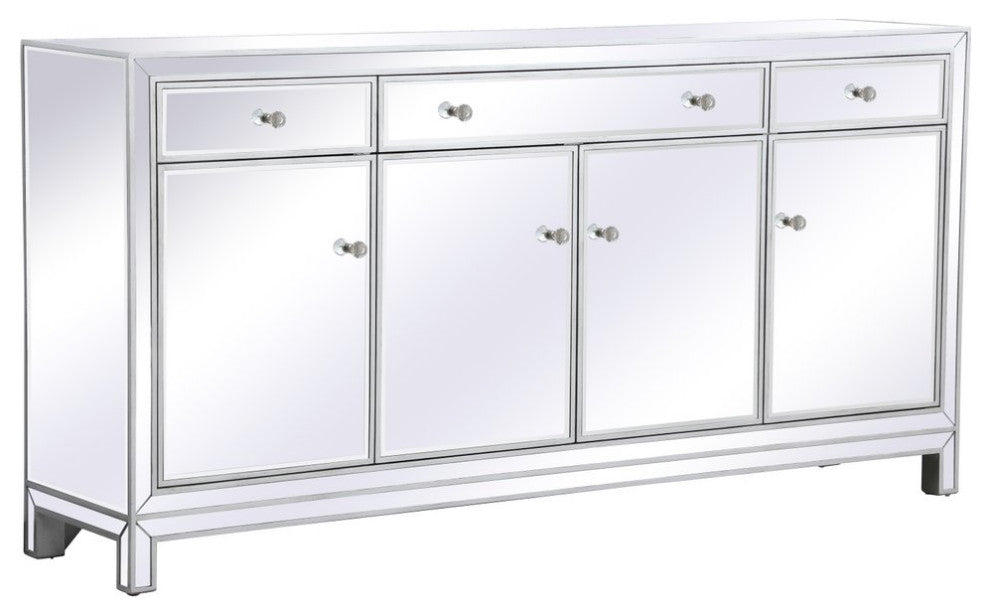 Rosie 72" Mirrored Credenza, Antique Silver