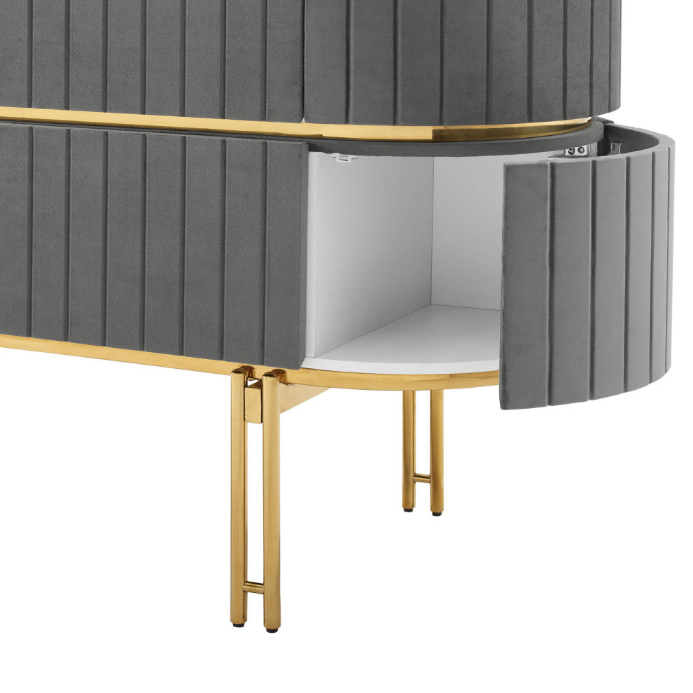 Console Entry Table Sideboard, White Gray, Velvet, Modern Lounge Cafe
