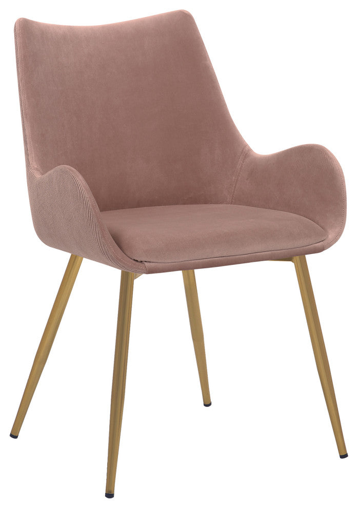 Avery Fabric Dining Room Chair With Gold Legs, Pink
