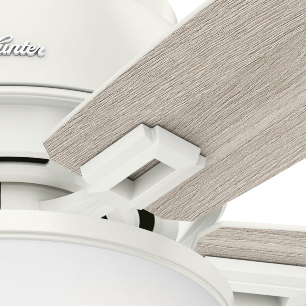 Hunter Fan Company 52" Donegan Low Profile Fresh White Ceiling Fan With Light