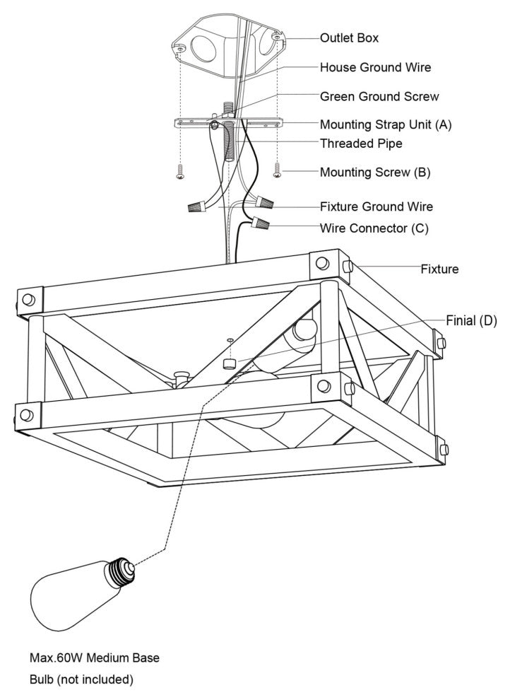 Vaxcel Lighting C0260 Wade 2 Light 13"W Flush Mount Square - Matte Black /
