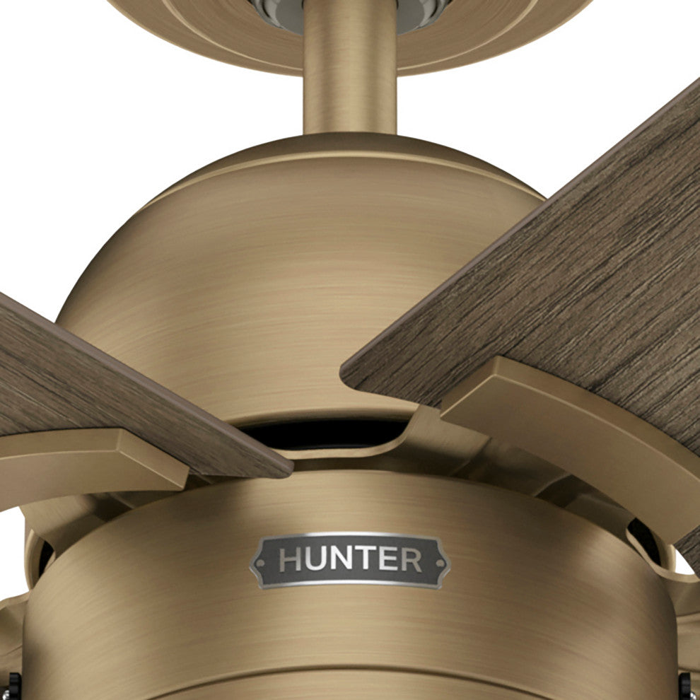 Erling Ceiling Fan, LED Light Kit and Pull Chain, Burnished Brass, 44"