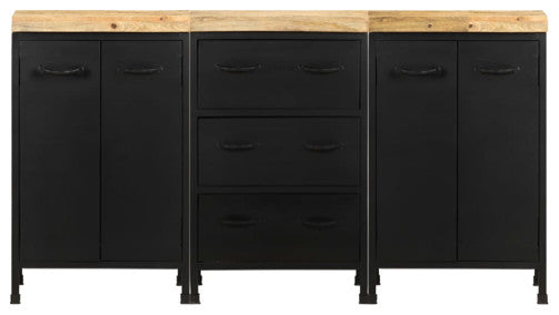 vidaXL Sideboard Rough Mango Wood with Black Frame