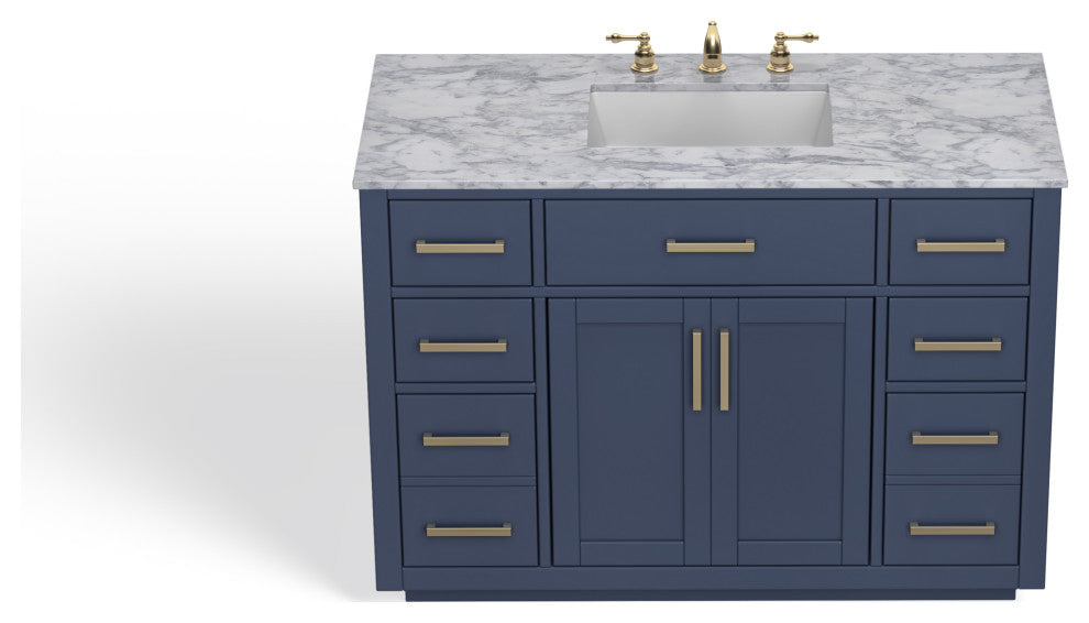The Yukon Bathroom Vanity, Royal Blue, 48", Single Sink, Freestanding