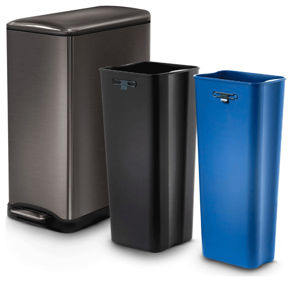 Home Zone Living 13 Gallon Kitchen Trash Can, Dual Compartment Recycle, 50 Liter