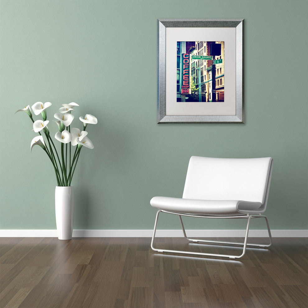 Philippe Hugonnard 'NYC Coffee Bar', Silver Frame, White Mat, 14x11