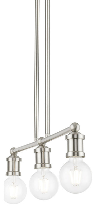 Livex Lighting 47163-91 3 Light Brushed Nickel Linear Chandelier
