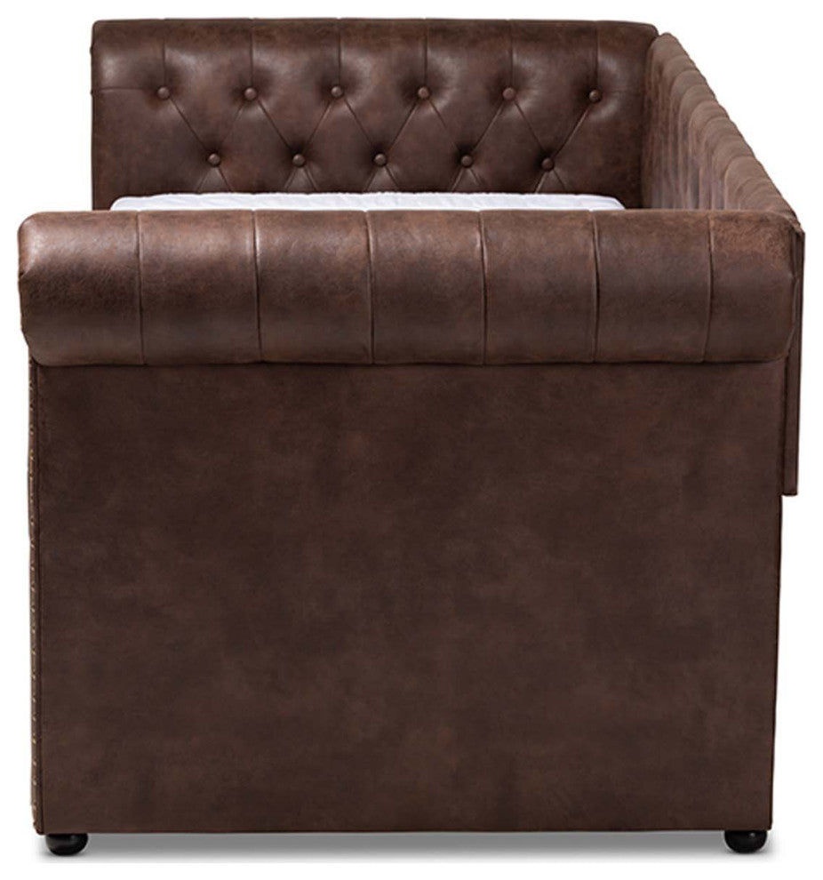 Dawson Fabric Daybed With Trundle, Twin Size, Brown