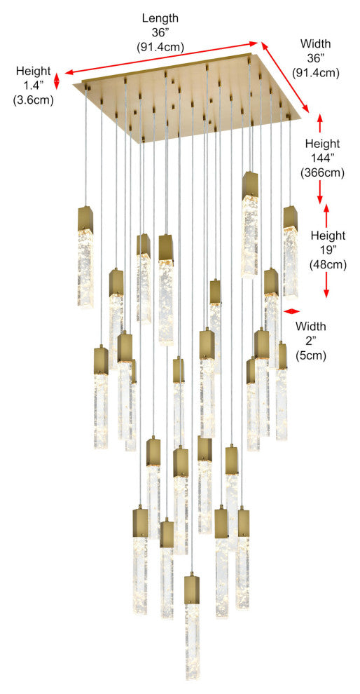 Elegant Lighting 2088G36 Aurora 36"W Crystal Chandelier - Chrome