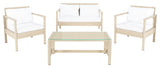 Safavieh Outdoor Garnen 4 Piece Living Set Beige/White Cushion