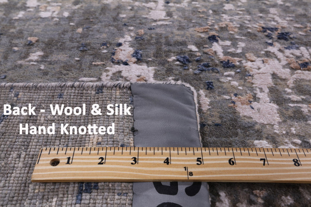 Modern Hand Knotted Wool and Silk Rug 8' 10" X 12' 0" Q7118