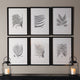 6-Piece Framed Gray-Tone Fern Print Set