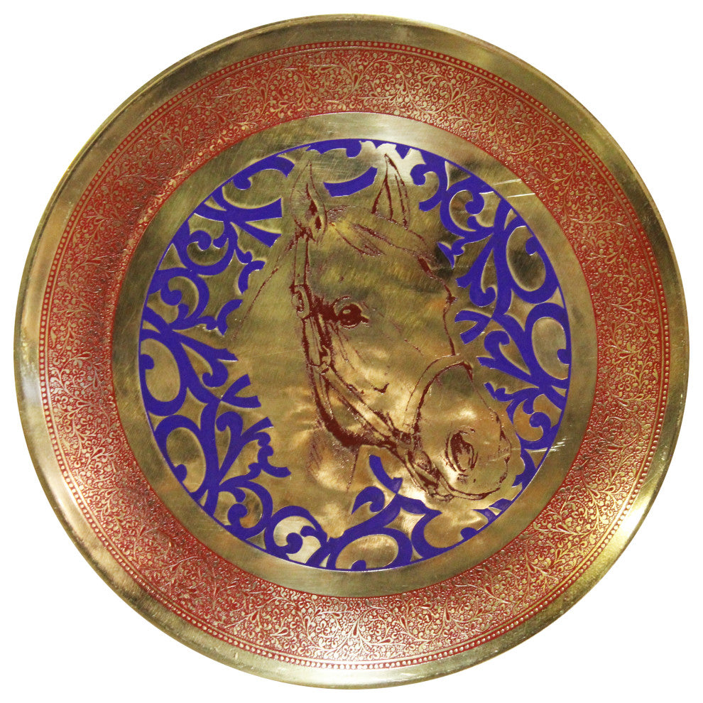 Natural Geo Horse Decorative Brass Accent Plate