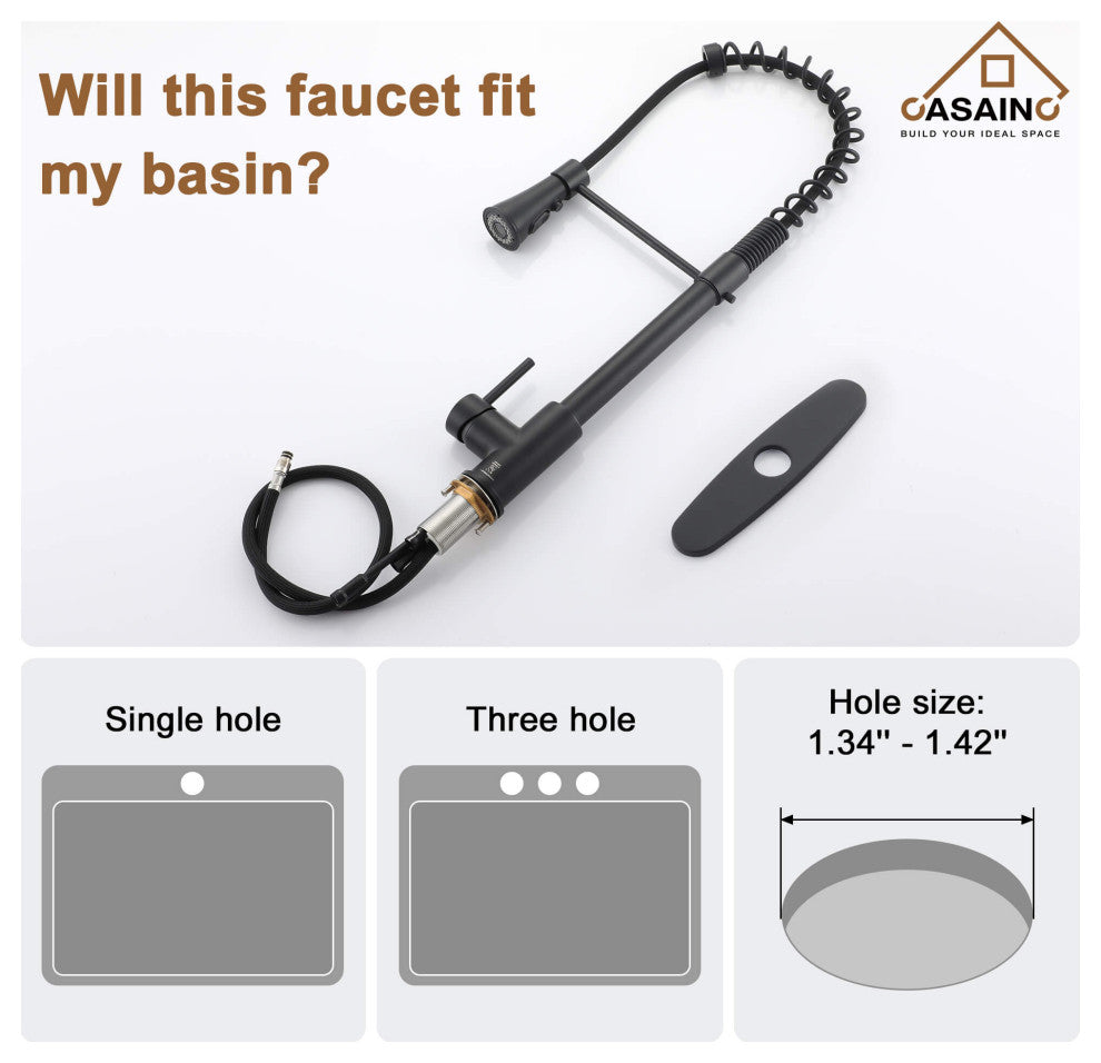 Kitchen Faucet Spring Pull Down Sprayer Dual-Function Spray Head Matte Black