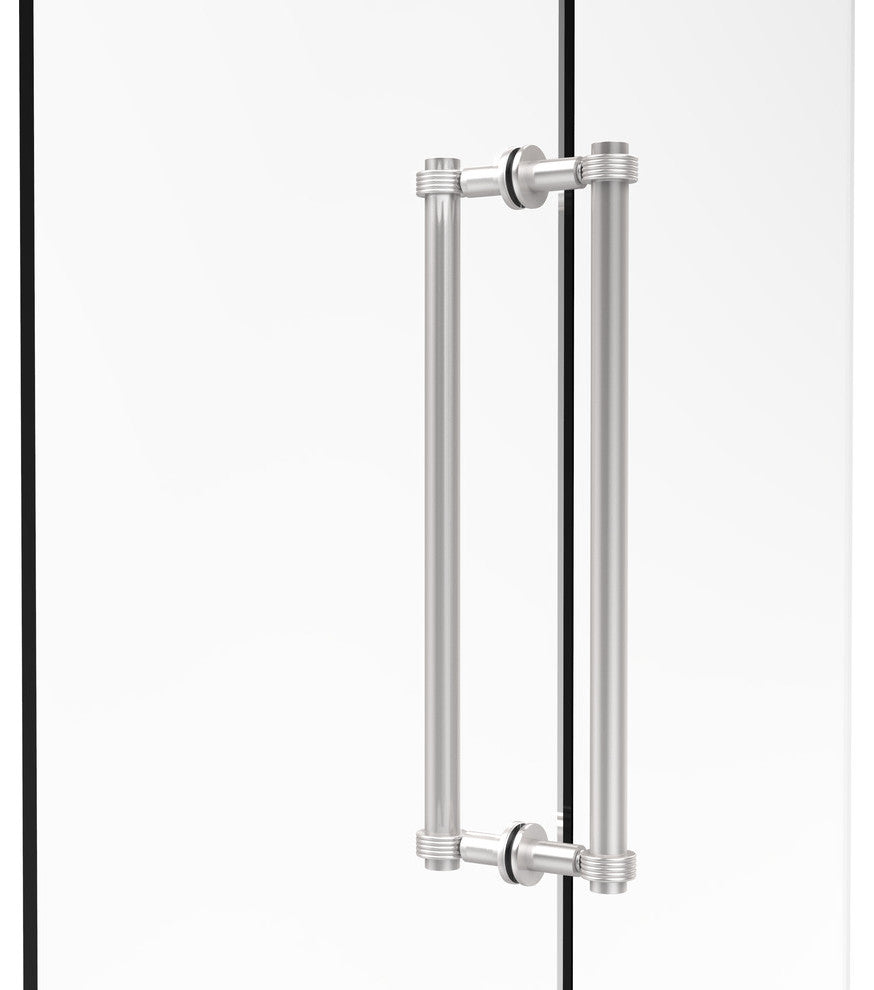 Contemporary 18" Grooved Accent Back to Back Shower Door Pull, Satin Chrome