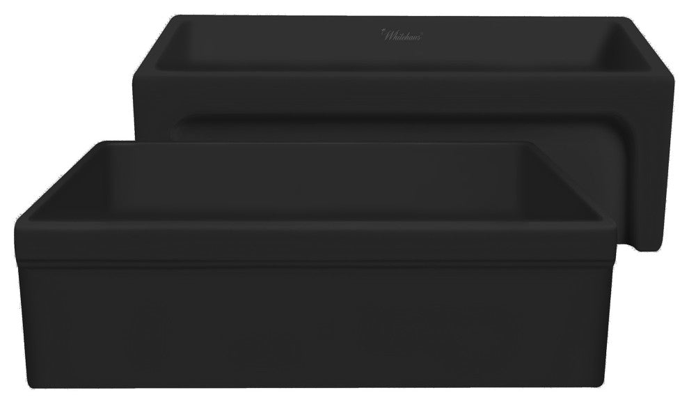Whitehaus WHQ5530-M-BLACK Glencove Fireclay Kitchen Sink, Matte Black
