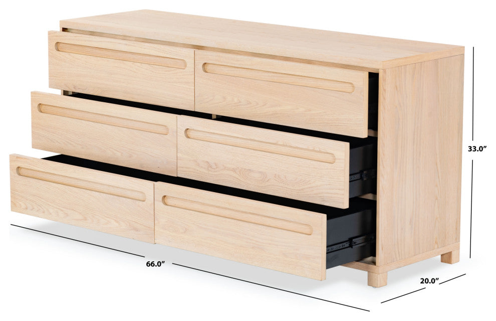 Safavieh Couture Tobiette 6 Drawer Wood Dresser, Oak