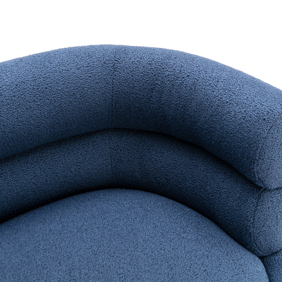 53" Round Arm Settee with Metal Legs, Navy Blue, 53"