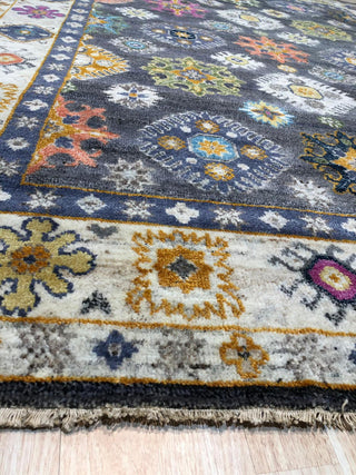 EORC Gray/Ivory Hand Knotted Wool Kazak Collection Rug, 6'x9'