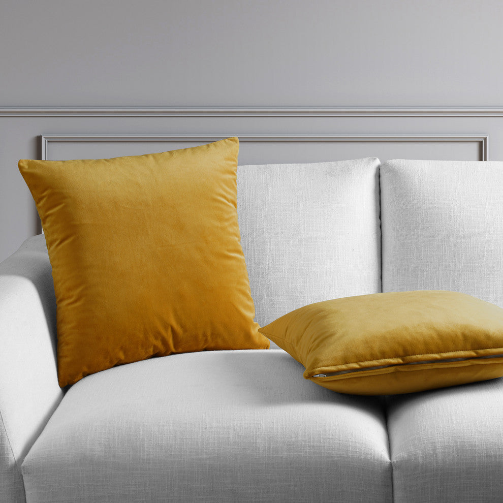 Heritage Plush Velvet Cushion Cover Pair, Aztec Gold, 18w X 18l