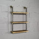 Juneau 30" 3-Tier Wall Mounted Bookcase, Brushed Brass Gray Steel/Natural Wood