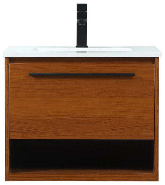 Rabi Single Bathroom Vanity, Teak, 24"