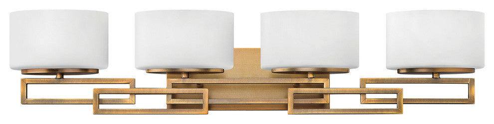 Lanza Bath 4-Light, Brushed Bronze With Etched Opal Glass