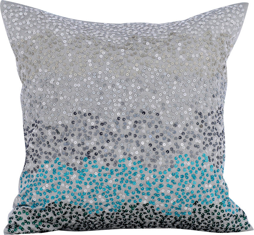 Blue Throw Pillow Covers 16"x16" Silk, Northern Lights