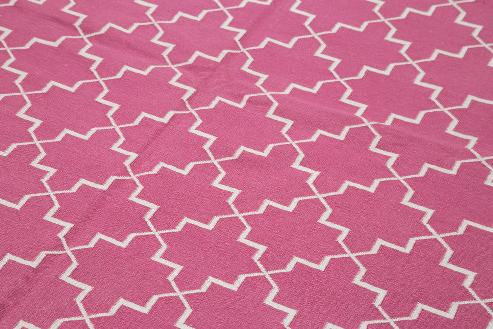 Rug N Carpet - Handmade Wool 6' 1'' x 8' 11'' Geometric Dhurrie Kilim Rug