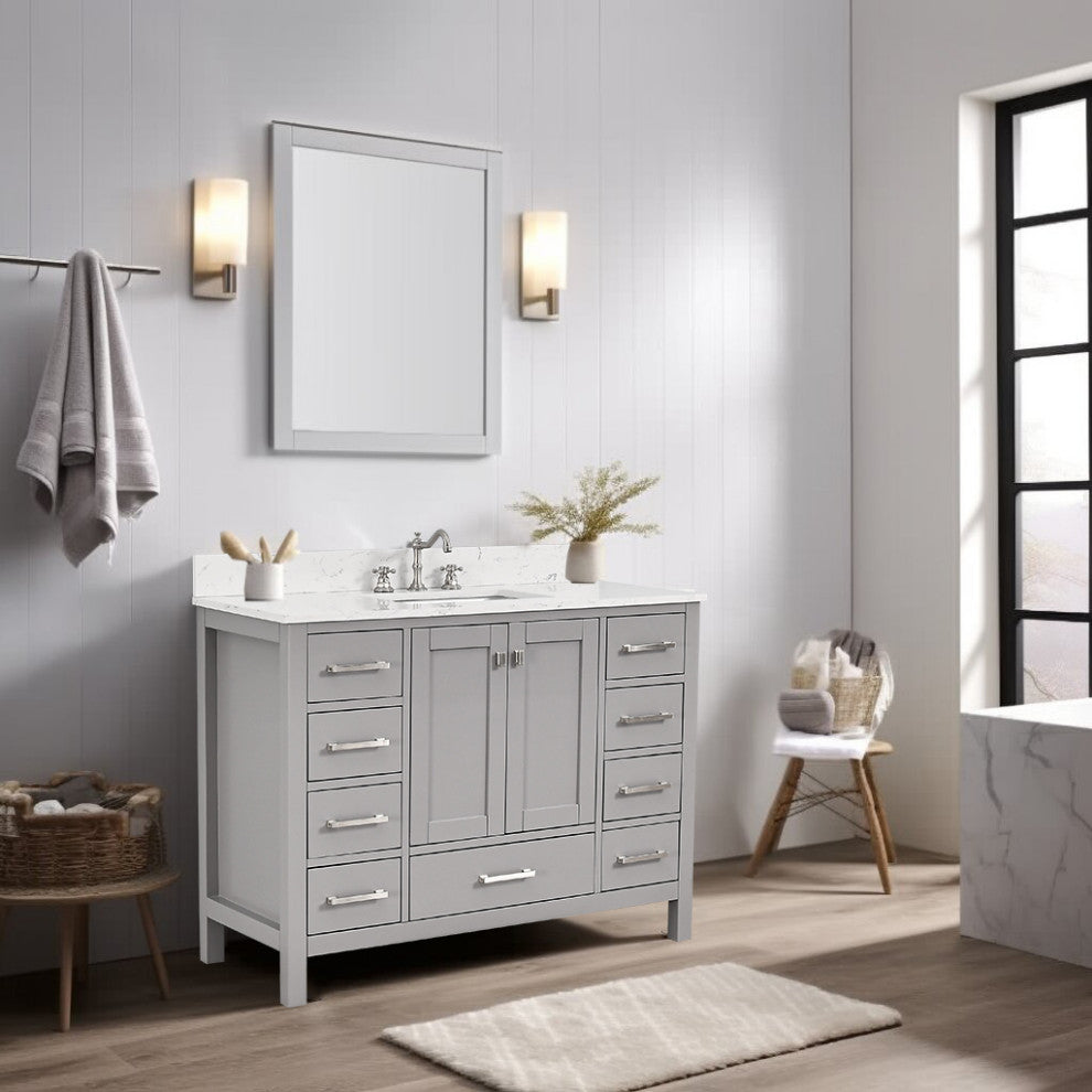 Bathroom Vanity Set, Base:Gray, 48", Without Mirror