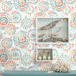 Bohemian Peel and Stick Wallpaper, Orange/Blue
