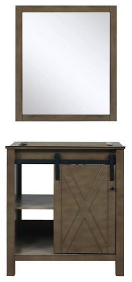 Marsyas 30" Single Vanity, No Top and 28" Mirror, Rustic Brown