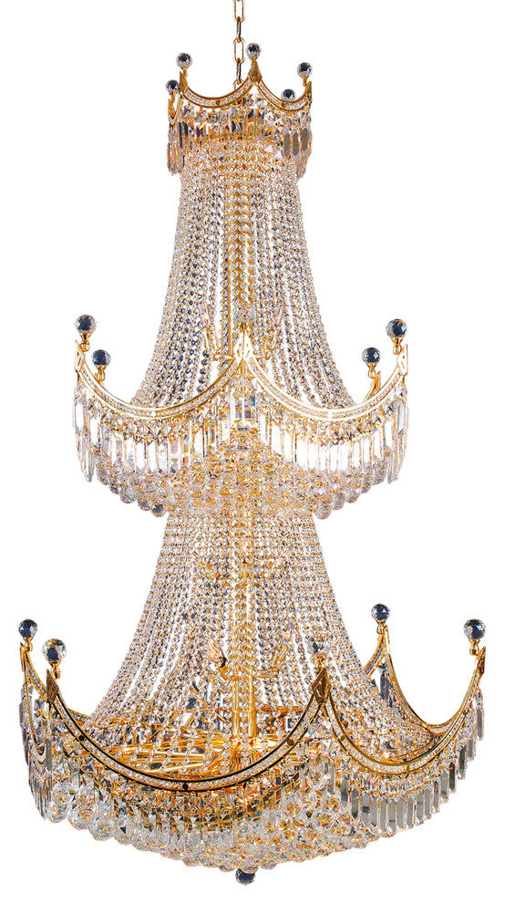 Artistry Lighting Corona Collection Hanging Crystal Chandelier 36x66, Gold