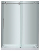Aston 60"x75" Completely Frameless Sliding Shower Door, Base,Chrome, Center