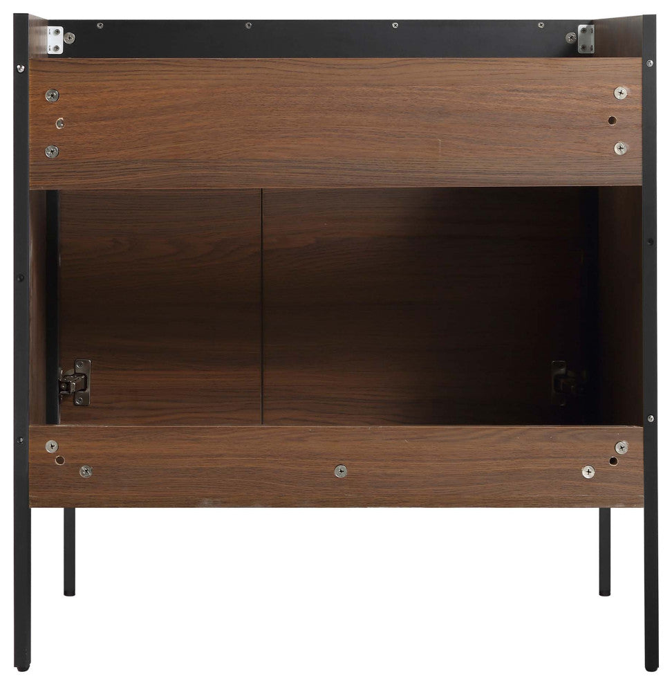 Oakville Bath Vanity, Ceramic Sink, Walnut Ebony, 30 Inch, Black Hardware