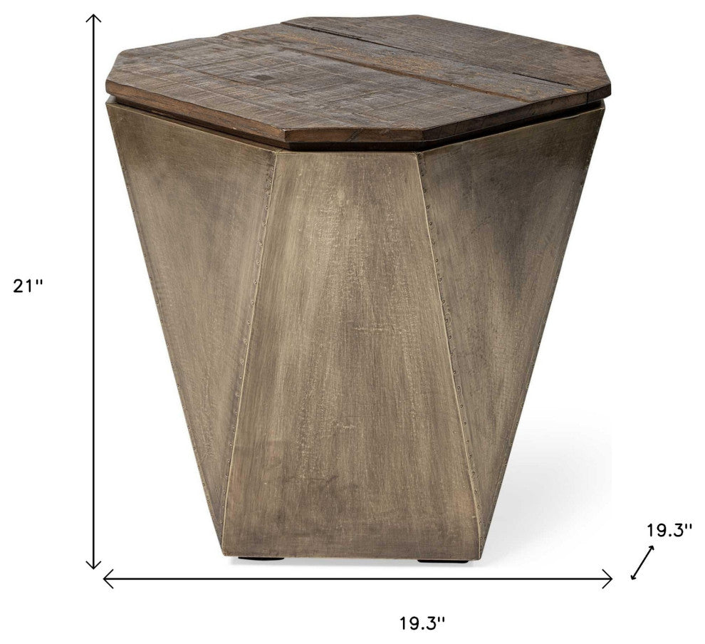 21" Brown Solid Wood End Table