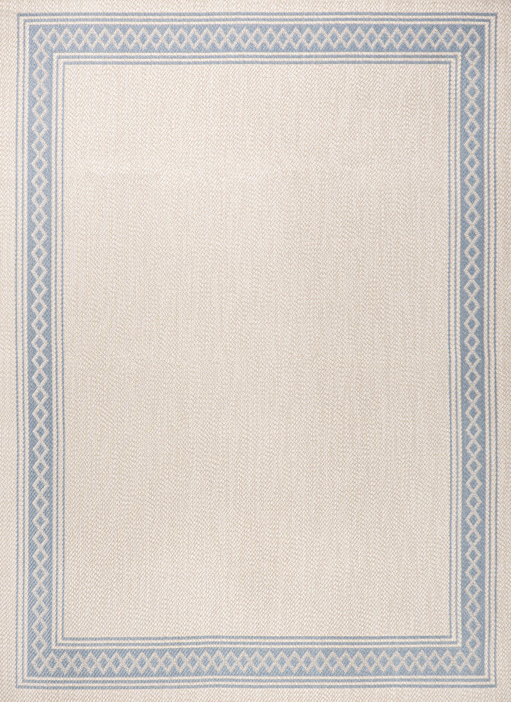 Lucia Classic Diamond Border Indoor/Outdoor Area Rug, Cream/Blue, 4x6