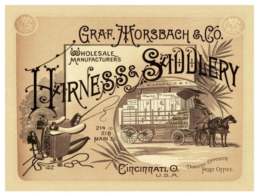 "Graf, Morsbach and Co. Harness and Saddlery Catalog Cover" Paper Art, 18"x14"