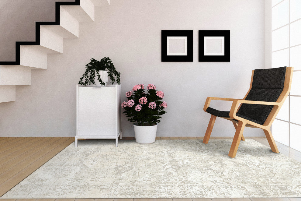 Quartz Modern Area Rug, Ivory, 7'10"x10'10"