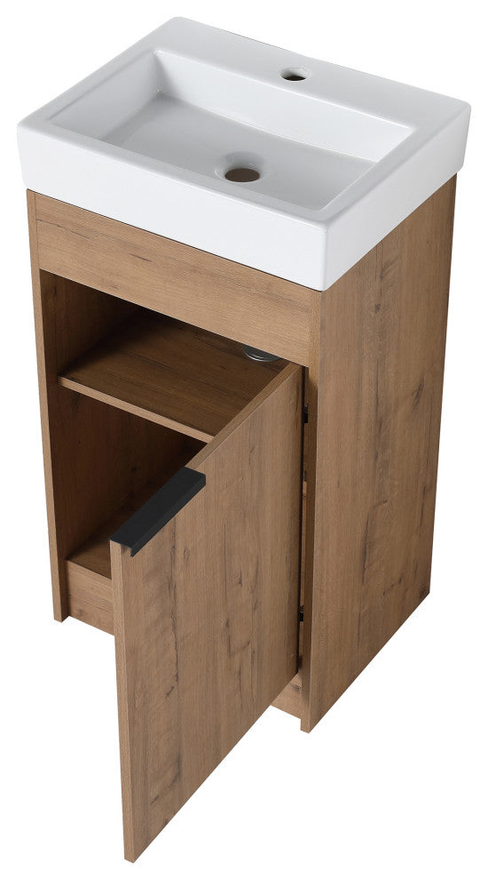 18 inch Plywood Freestanding Bathroom Vanity Set with Integrated Ceramic Sink