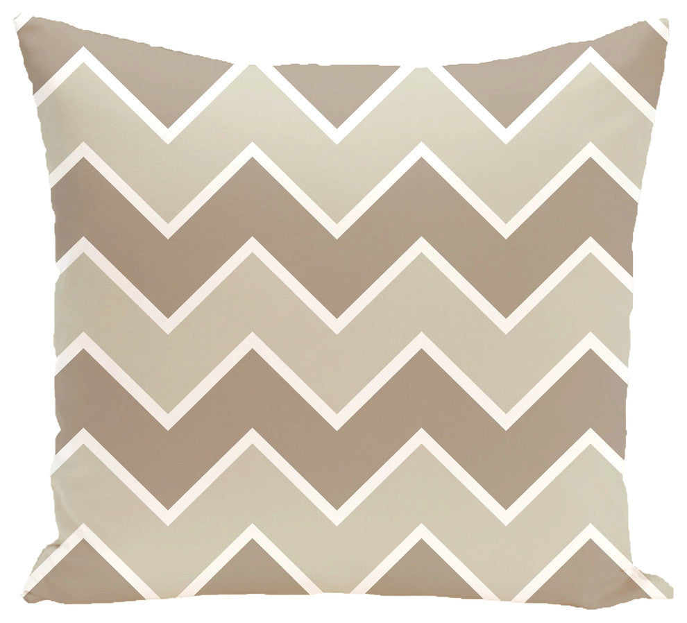Inside The Lines Chevron Geometric Print Pillow, Flax, 26"x26"