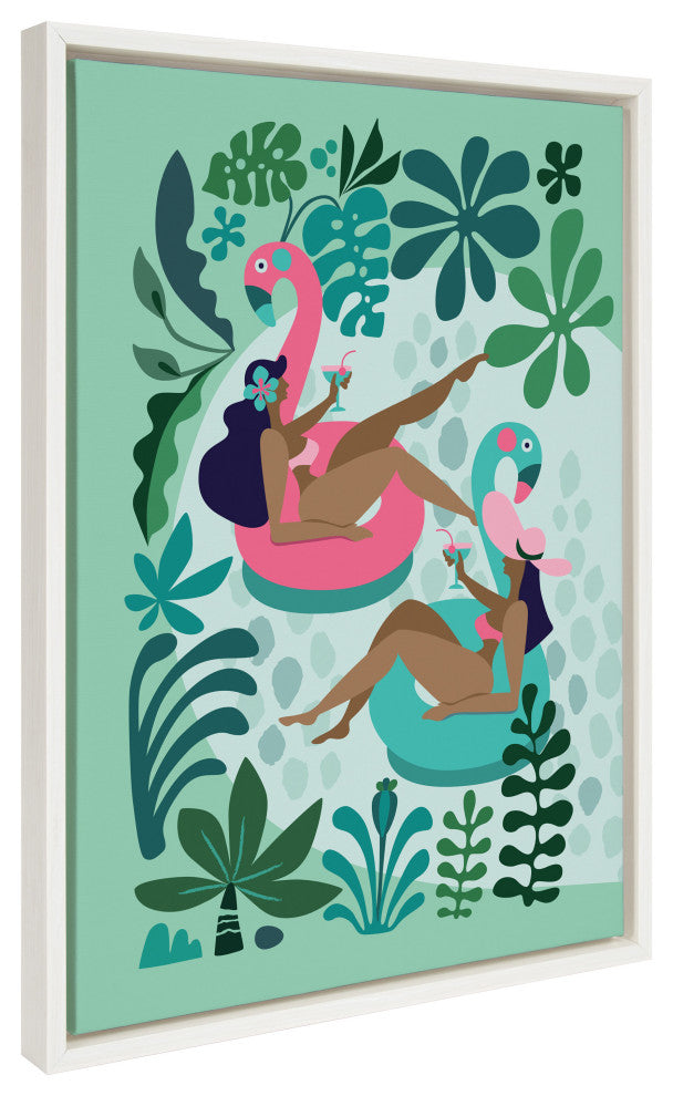 Sylvie Girl Friends Framed Canvas by Rachel Lee of My Dream Wall, White 18x24