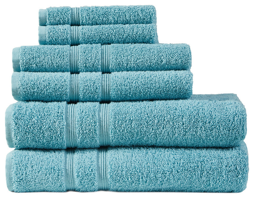 510 Design Aegean Turkish Cotton 500gsm 6-Piece Bathroom Towel Set, Blue