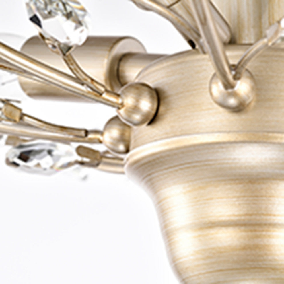 Cathy 4-Light Crystal Leaves Flush Mount in Brushed Champagne Silver Finish