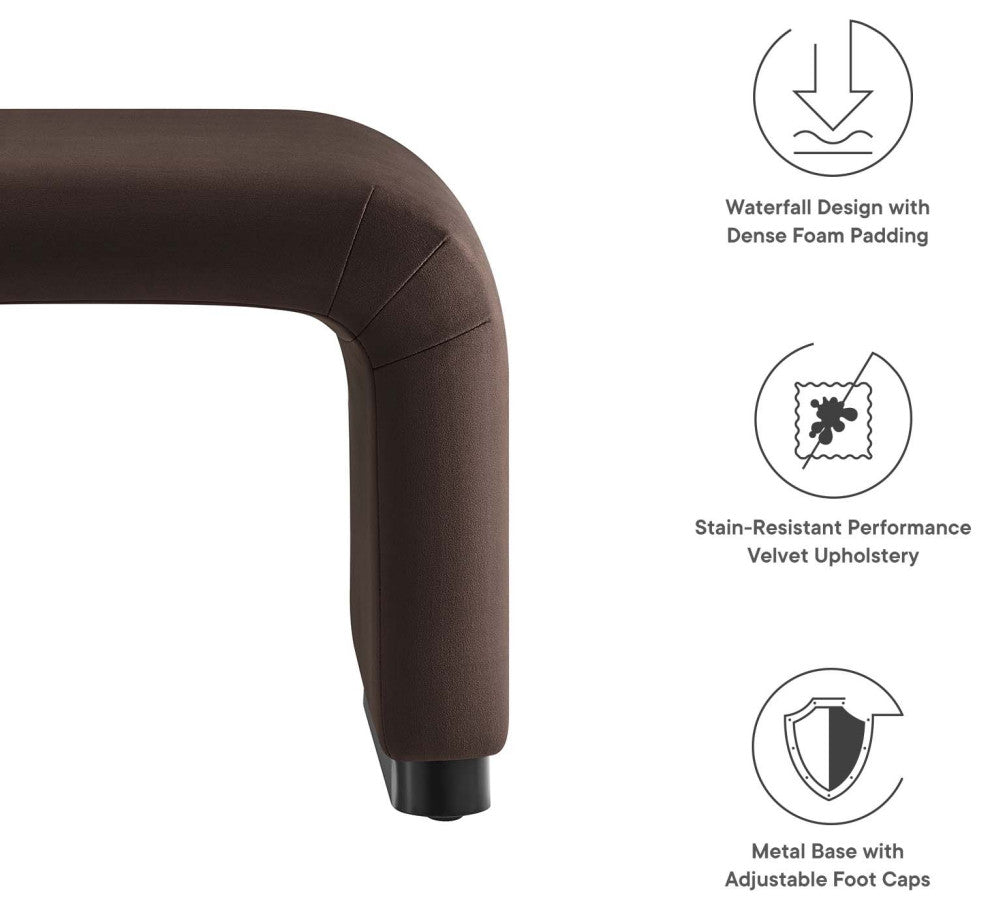 Koda Performance Velvet Waterfall Stool - Black Chocolate Brown