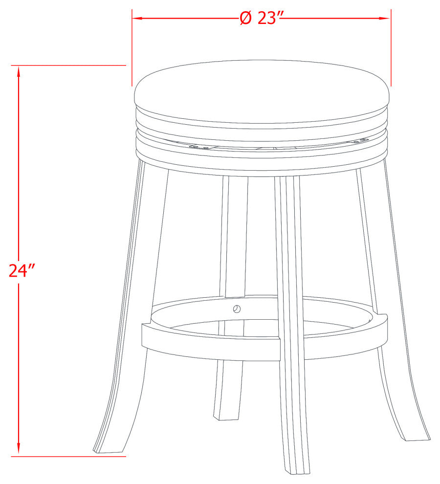 Swivel Backless Barstool 24'' Seat Height, Linen White Leg, F12-02 Pu Leather