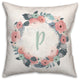 P Monogram Wreath 18x18 Spun Poly Pillow